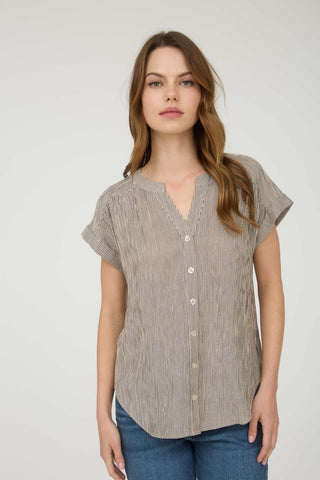 Isabella Pinstripe Button Down Top