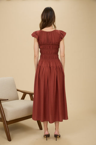 Hazel Ruffle Midi Dress