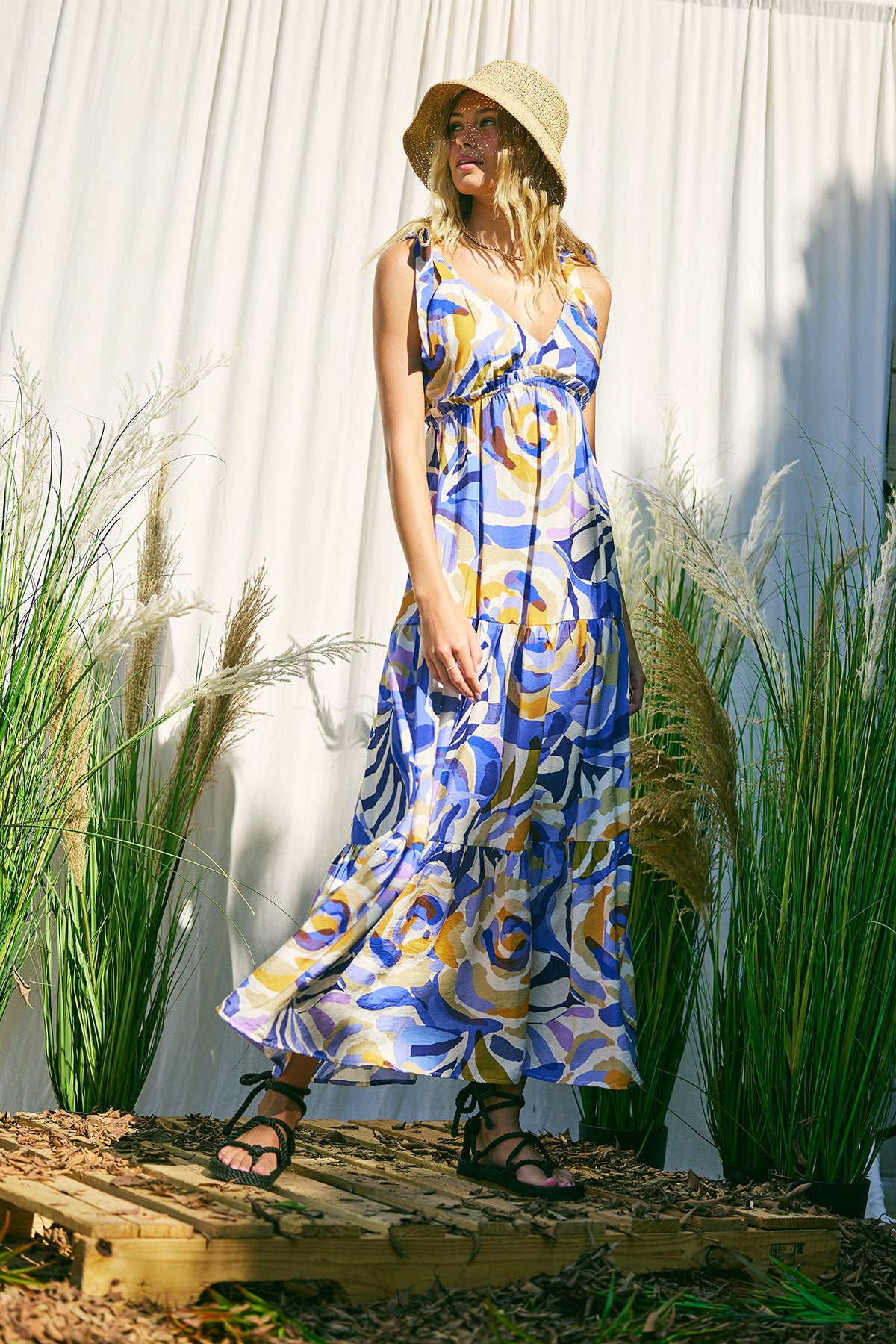 Sophie Shoulder Tie Maxi Dress