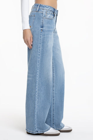 Miss Me Tropez Baggy Wide Leg Jeans Light Wash
