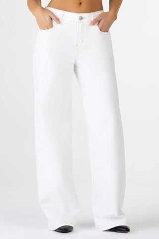 Miss Me Tropez Baggy Wide Leg Jeans in white