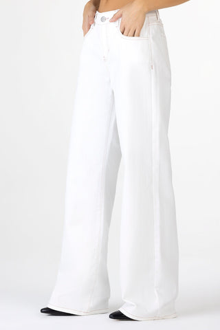 Miss Me Tropez Baggy Wide Leg Jeans in white