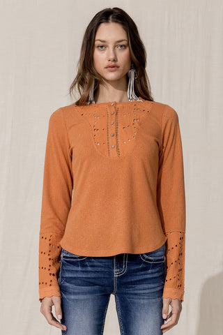 Miss Me Clarissa Eyelet Top