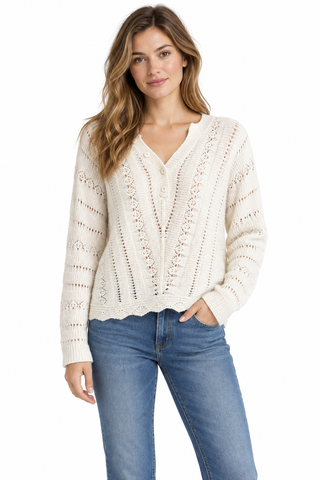 Miss Me Brentley Pointelle Fuzzy Sweater