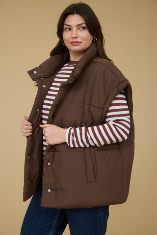 Grace Plus Snap Button Puffer Vest