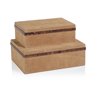 Cortina Suede Boxes with Burlwood Trim