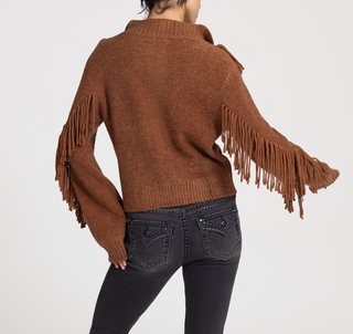 Miss Me Beth Turtleneck Fringe Sweater