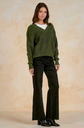 Elan Jessica Deep V Sweater