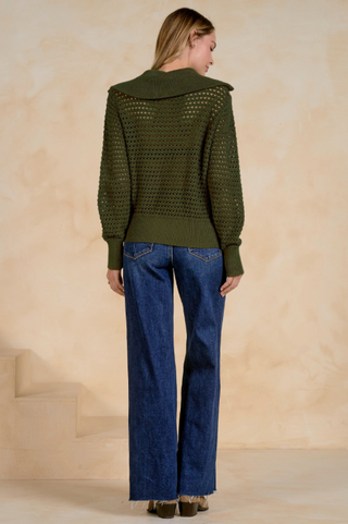 Elan Michelle Zip Open Knit Cardigan