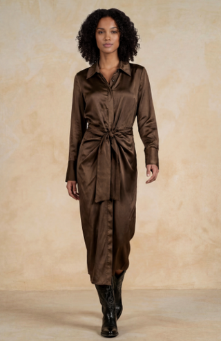 Elan Cassidy Satin Wrap Tie Dress