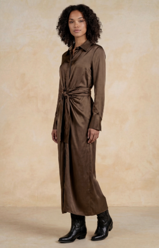 Elan Cassidy Satin Wrap Tie Dress