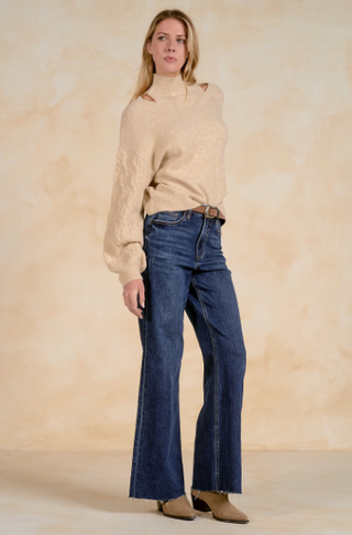 Elan Charlie Layered Cable Sweater