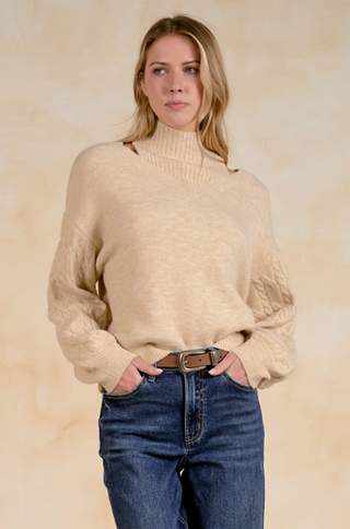 Elan Charlie Layered Cable Sweater