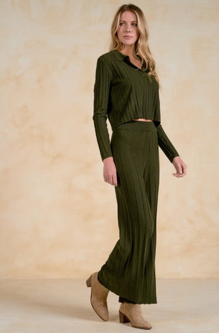 Elan Ortega Ribbed Collar Top