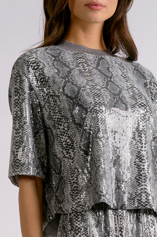 Elan Heather Snake Print Top