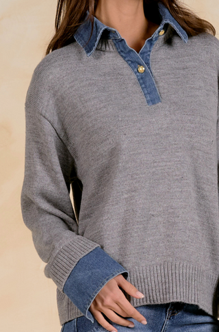 Elan Reba Denim Sweater