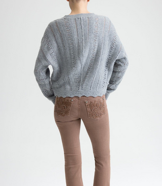 Miss Me Brinley Pointelle Fuzzy Sweater