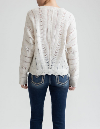 Miss Me Brentley Pointelle Fuzzy Sweater