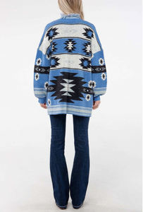 Miss Me Alma Aztec Print Fringe Cardigan