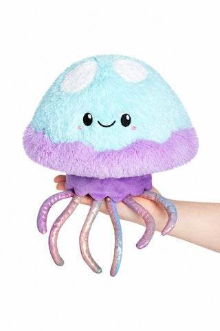 Plush jellyfish toy blue and purple squishy.