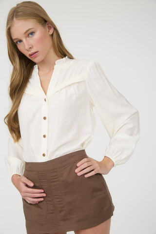 Mindy Ruffled Neck Top