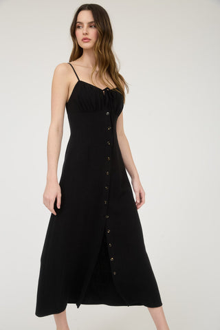 Kinsley Spaghetti Strap Tie Midi Dress