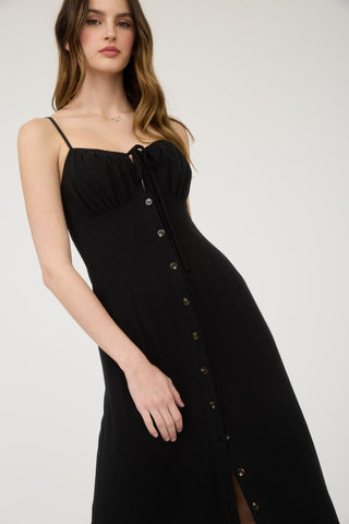 Kinsley Spaghetti Strap Tie Midi Dress