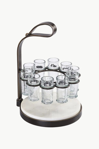 Tequilero 10 Shot Tequila set with Marble Cutting Board