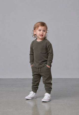 Little Bipsy Baby Boys Green Waffle Top
