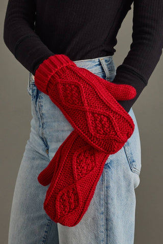 Panache Red Cable Knit Mittens