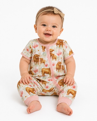 Baby Girl Cow Zip Romper