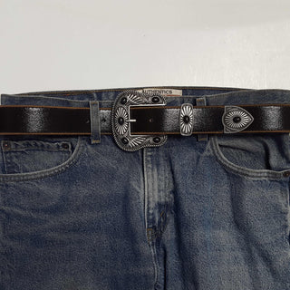 Vintage Leather Belt with Western Buckle