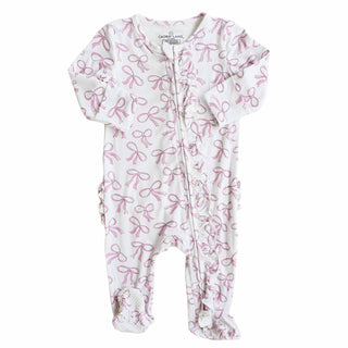 Caden Lane Baby Blushing Bows Ruffle Footie