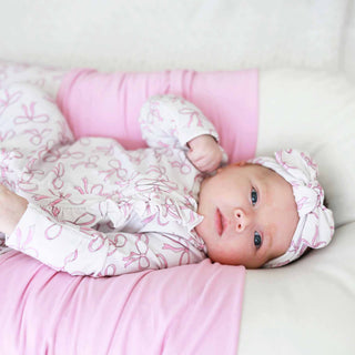 Caden Lane Baby Blushing Bows Ruffle Footie