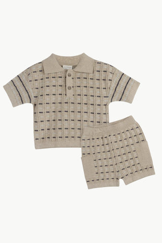Viverano Henry Textured Polo Shirt and Shorts