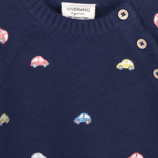 Viverano Mini Beetle Cars Embroidered Sweater