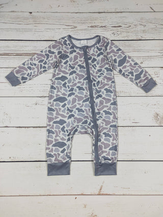 Baby Neutral Camouflage Zip Romper