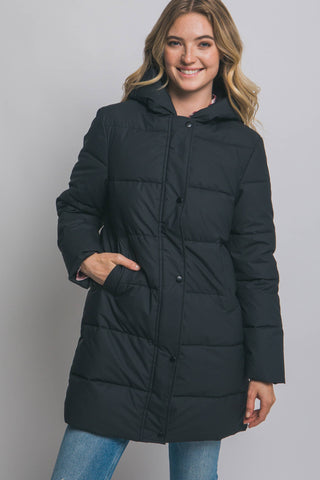 Sandra Hooded Long Quilted Puffer Vest