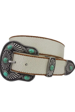 Vintage Leather Belt with Western Buckle
