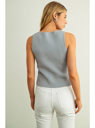 Sarah Sleeveless Knitted Button Vest Top