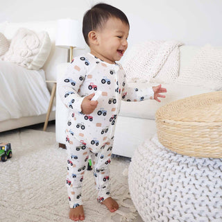 Caden Lane Baby Boy Little Farmer Zip Romper