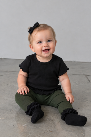 Little Bipsy Baby Girls Ribbed Lettuce Trim Tee