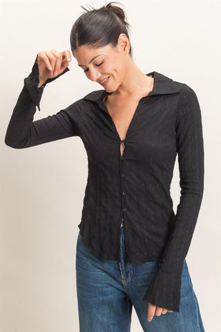Sandra Textured Collared Top