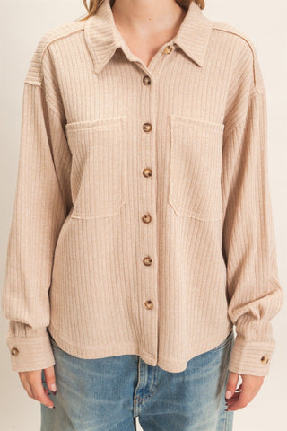 Penny Beige Button Top