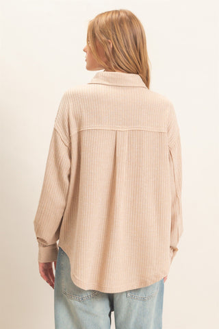Penny Beige Button Top