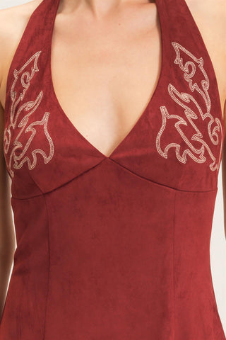 Bethany Suede Halter Dress