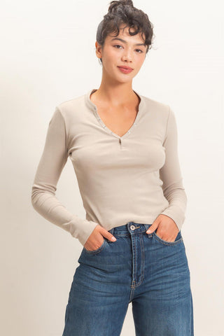 Hellen Placket Button Top