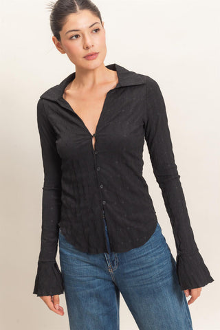Sandra Textured Collared Top
