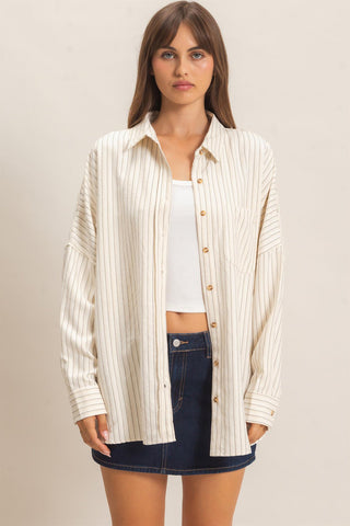 Cara Cream Button Top