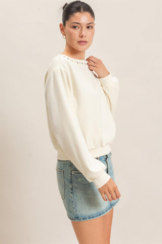 Tiffany Studded Crew Sweatshirt